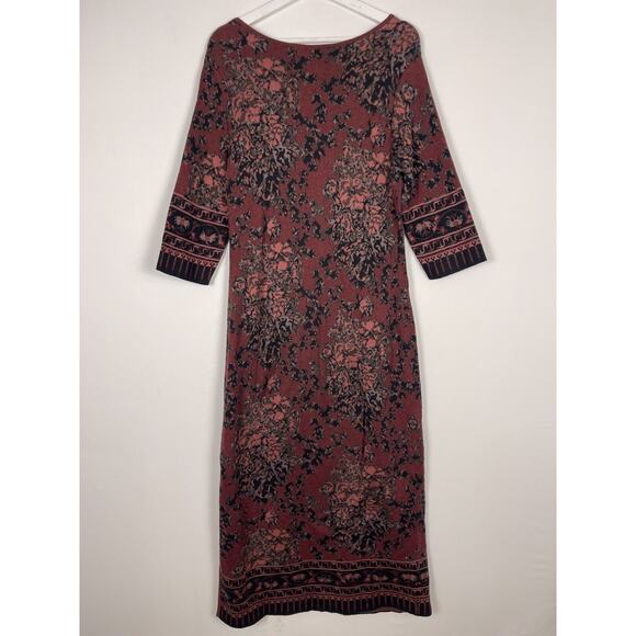 SOLD Peruvian Connection Midi Sweater Dress L Long Sleeves Tapestry Pima Cotton - Picture 3 of 11